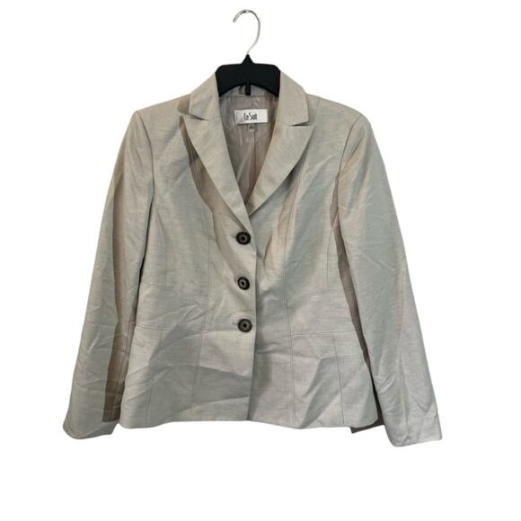 Le suit Women's Melange Casual 3 Button Blazer Jacket Size 10 Light Beige NWT - Picture 1 of 5